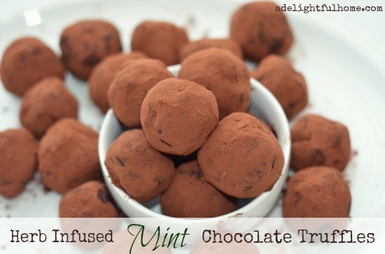 herb infused chocolate truffles with mint