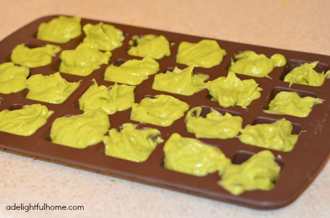avocado in silicone molds for freezer