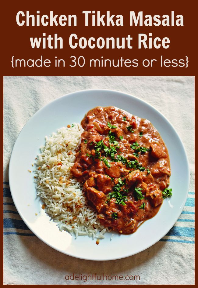 chicken tikka masala with coconut rice