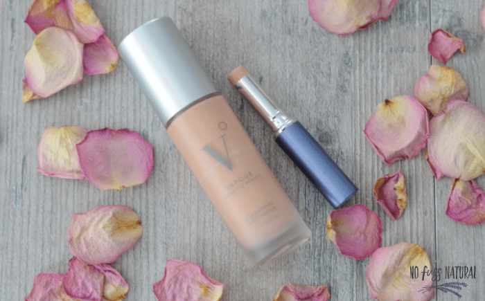 natural non-toxic foundation in glass bottle with a tube of concealer