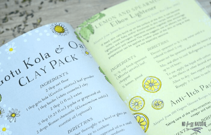 illustrated pages from botanical skin care recipe book