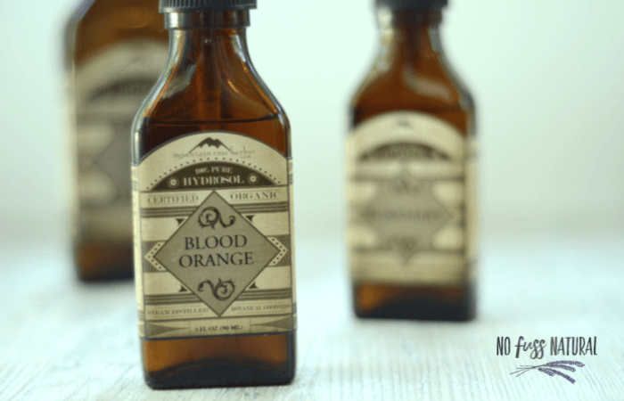 blood orange hydrosol in amber bottle